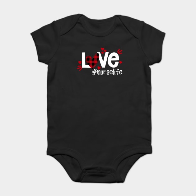 Love Life Flannel Heart Nurse Life Baby Bodysuit by creative